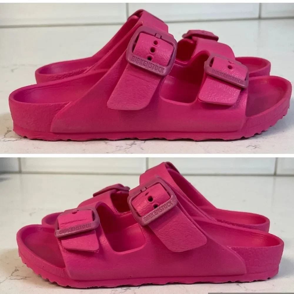 Birkenstock Little Kids Arizona EVA Sandals Pink Two-Strap Slide Sandals Size 10